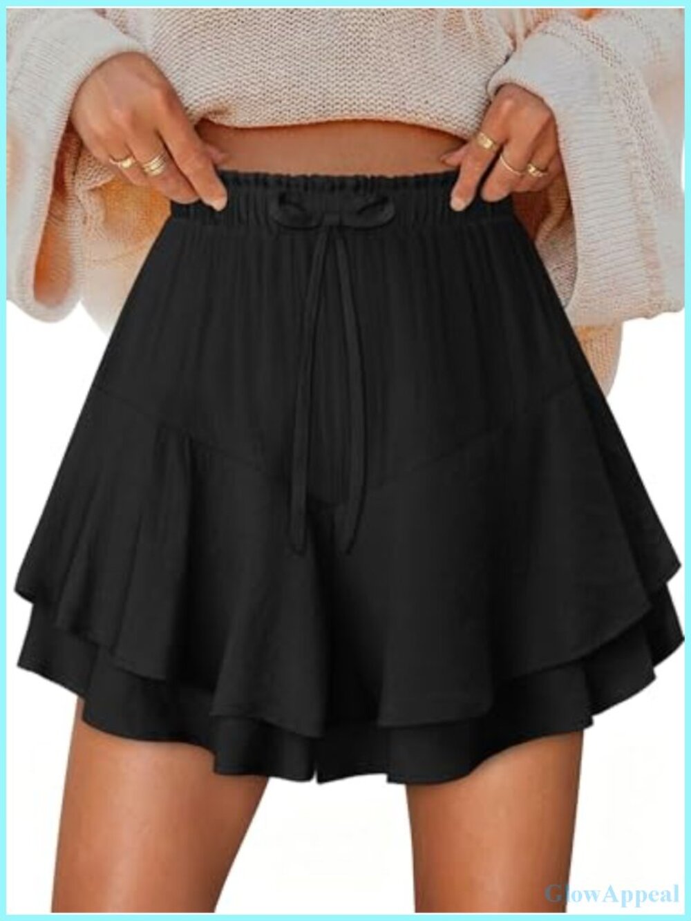 Ruffle Skort with Double Layer Flowy Shorts, Cotton Blend, Above Knee, Tennis &